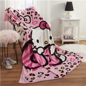 Hello Kitty Kids Plush Blanket Twin/Full Size 62"x90" Pink
